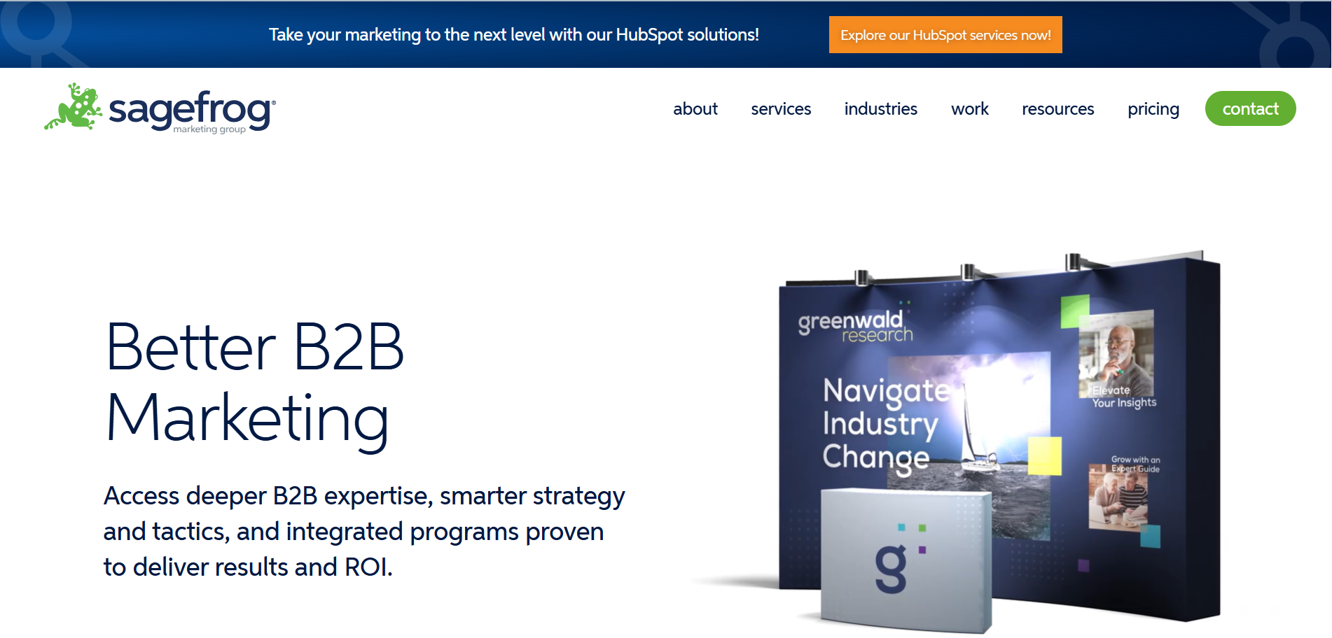 Sagefrog Marketing Group B2B agency homepage - professional services marketing and brand strategy