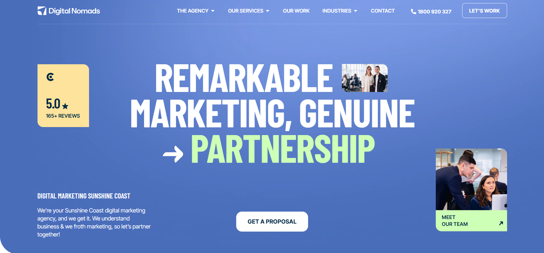 Digital Nomads HQ marketing agency homepage emphasizing genuine partnership approach for global logistics networks