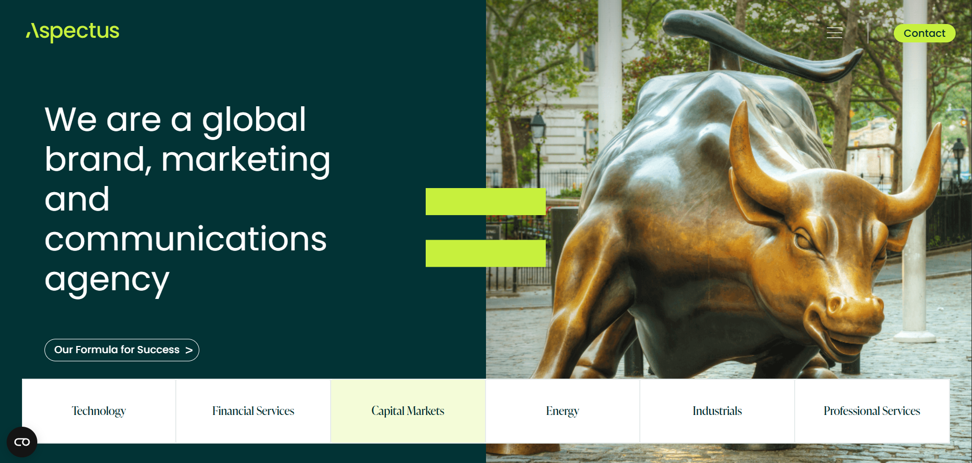 Aspectus global brand marketing communications agency homepage for technology and cybersecurity PR strategies