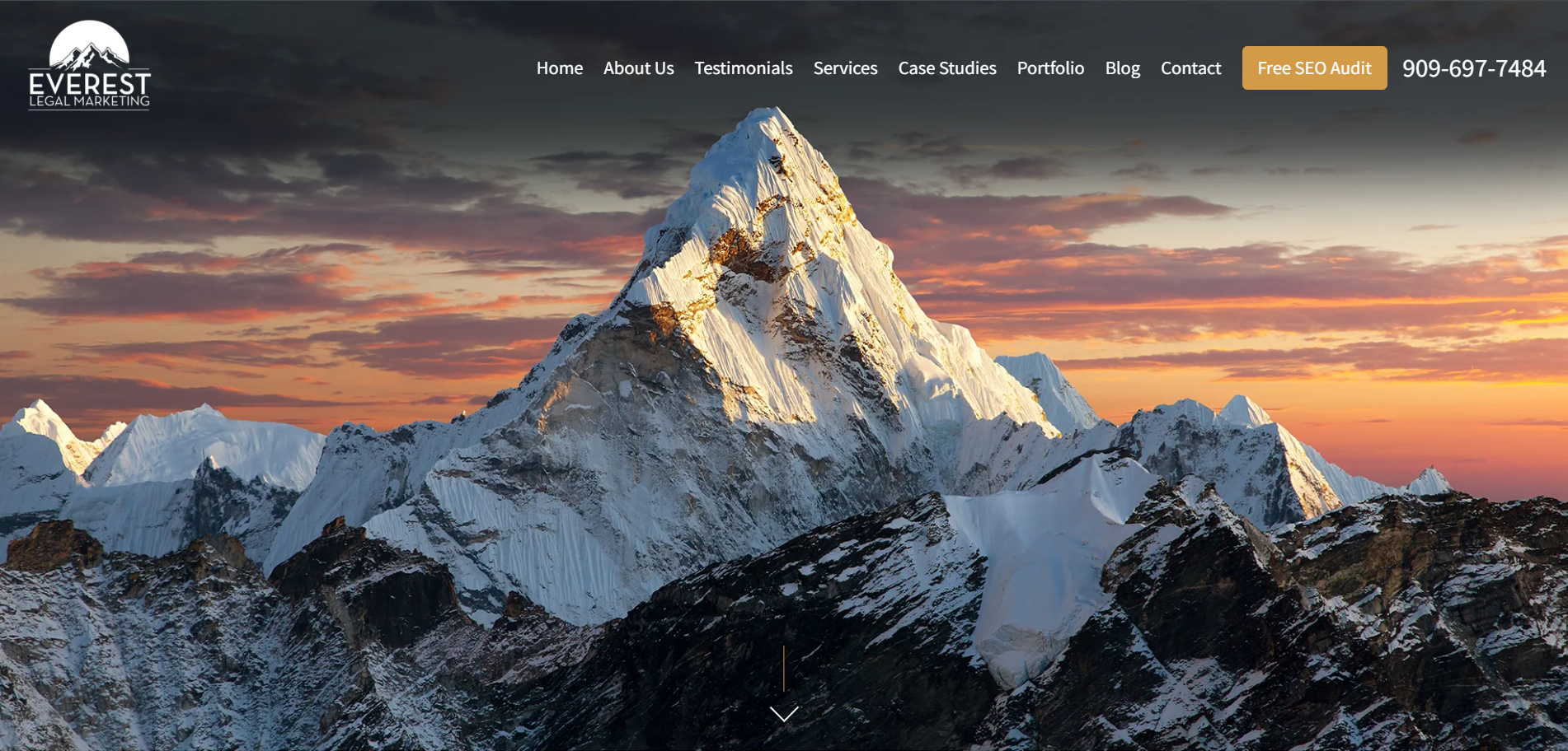  Everest Legal Marketing homepage with mountain imagery and legal SEO audit services