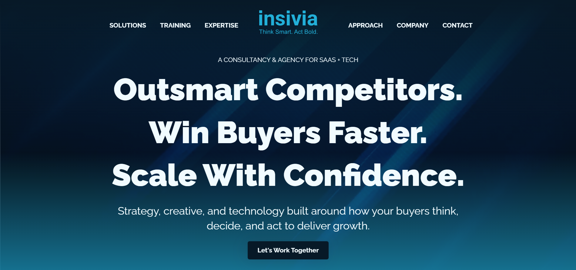 Insivia SaaS consultancy homepage showing B2B tech expertise for MarTech companies with buyer-focused strategy approach