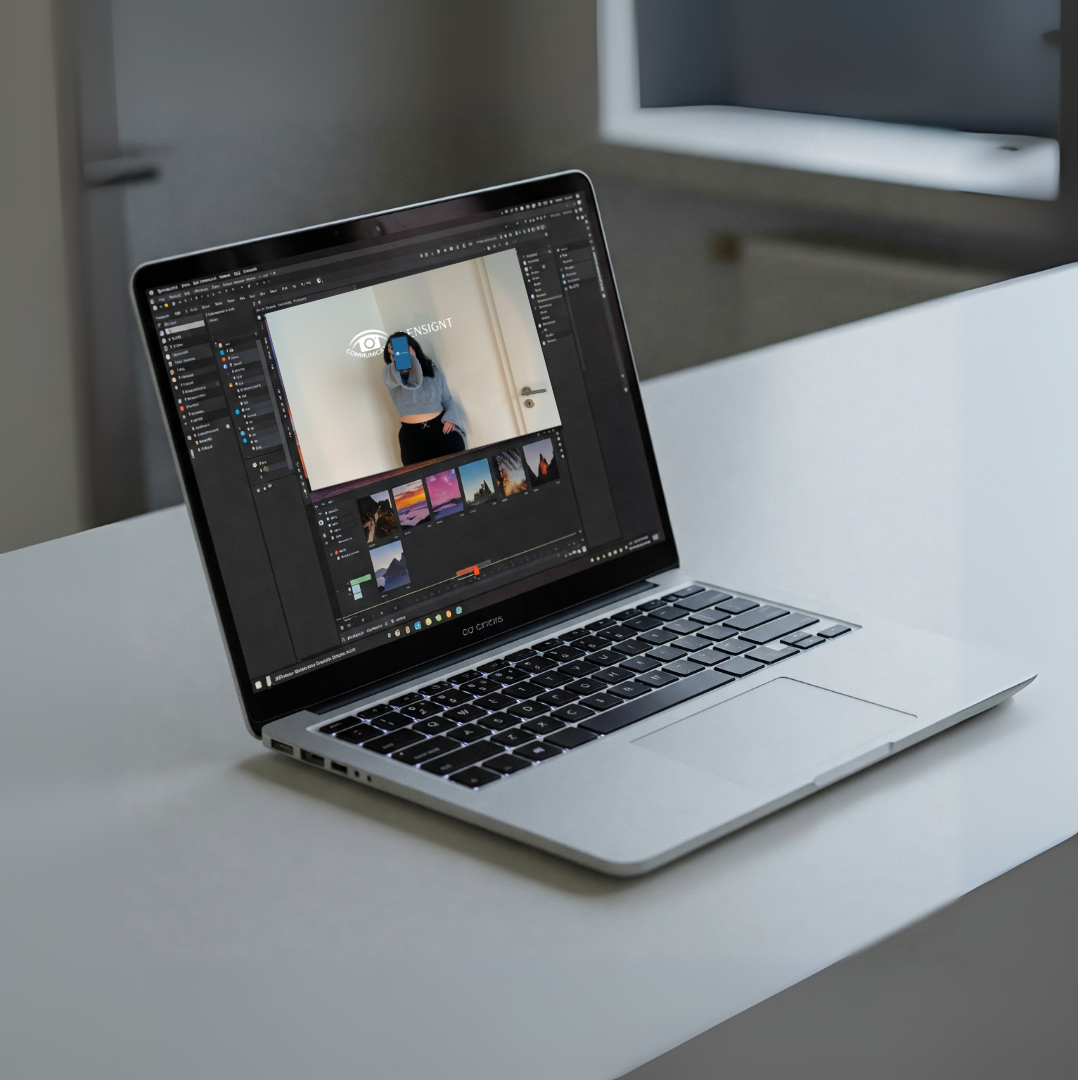 ordinateur avec logiciel de retouche photo pour montage professionnel