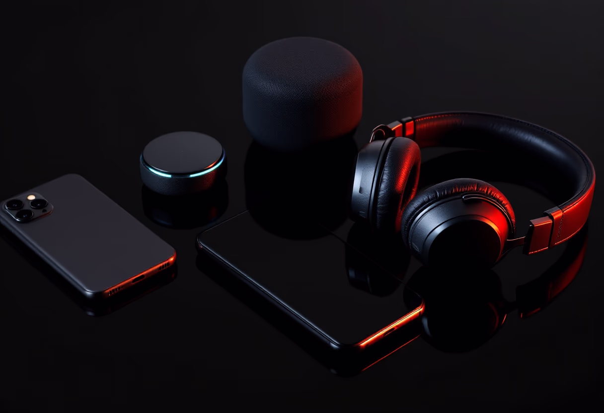 image of a diverse range of tech products (for a tech gadgets store)
