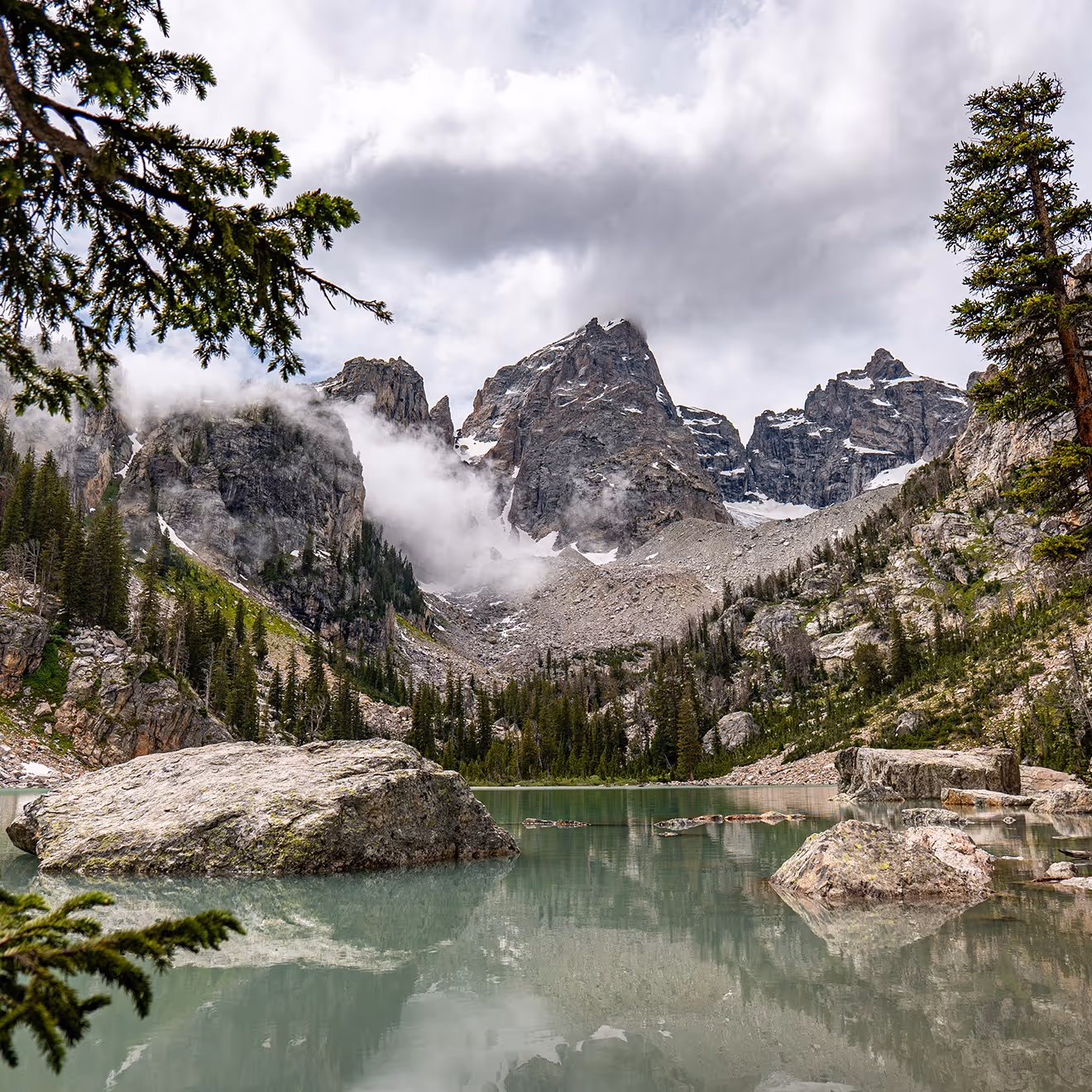 Delta Lake during the summer time in Grand Teton National Park.