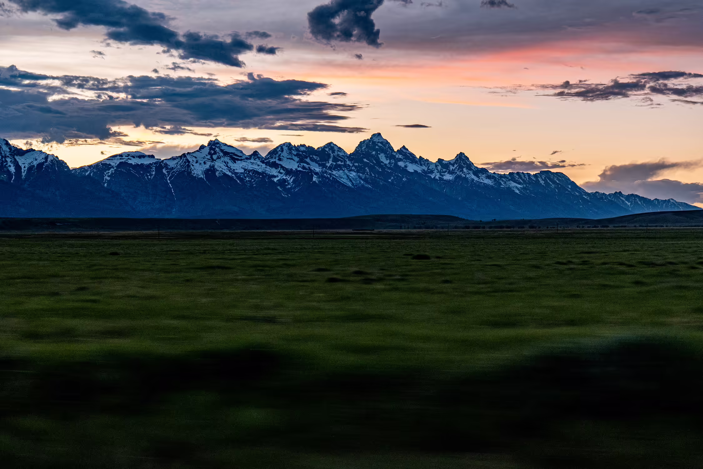 The Teton Mountains during sun set
