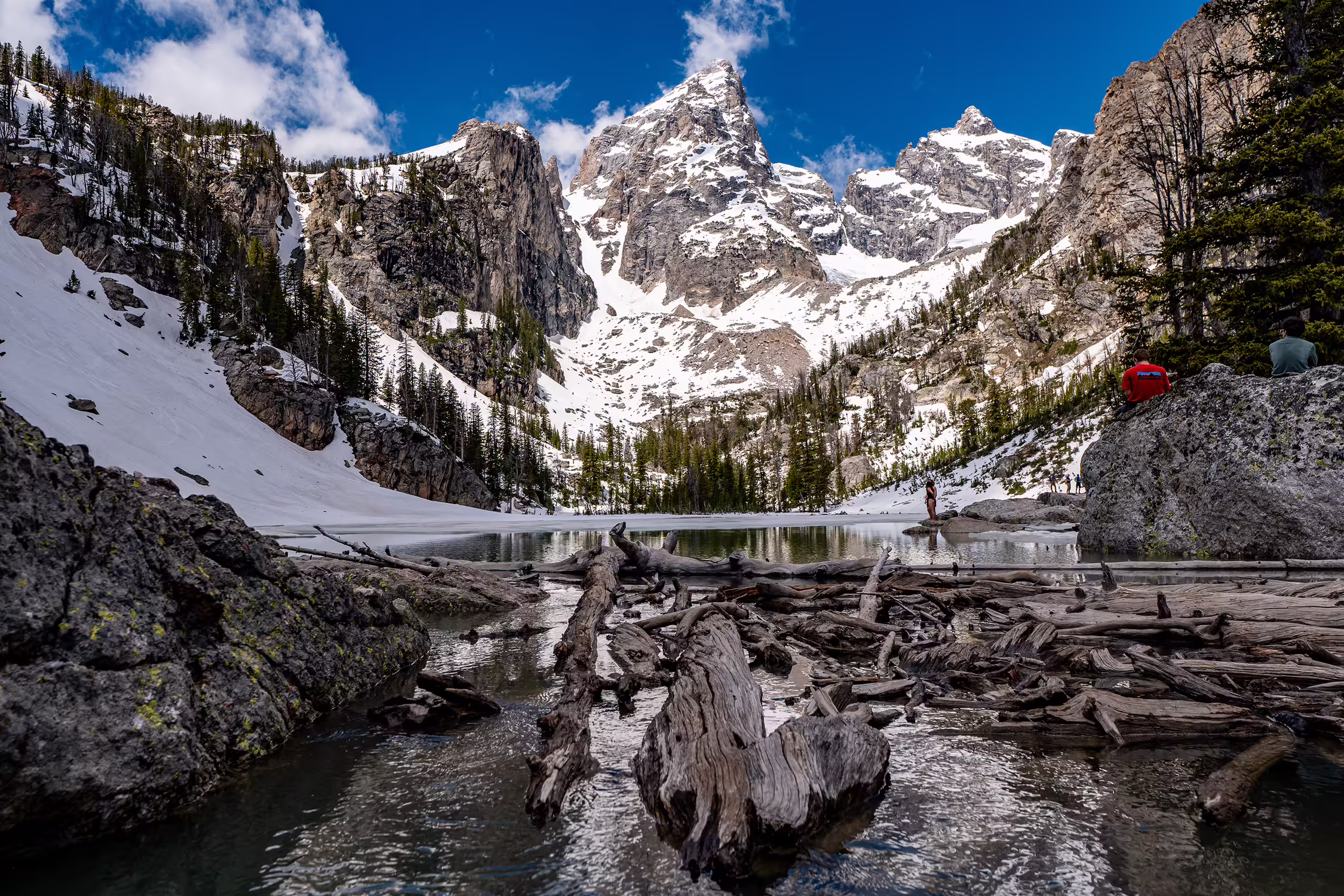 Delta Lake covered in snow and ice at the Teton National Park