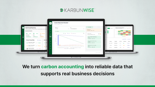 KarbunWise carbon accounting platform, showing emissions reduction simulation and tracking tools