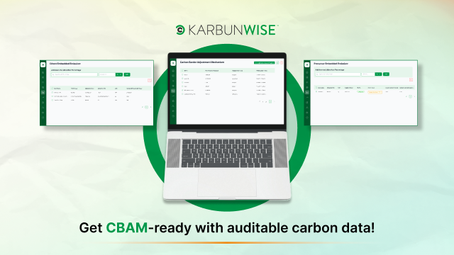KarbunWise CBAM compliance tool, showing auditable carbon data for cross-border reporting