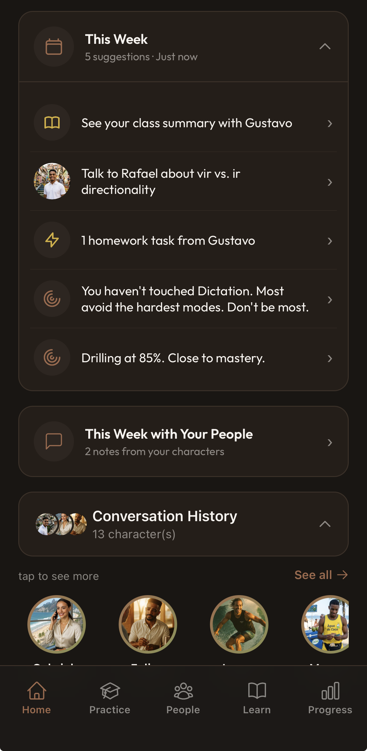 The assigned homework in the student app