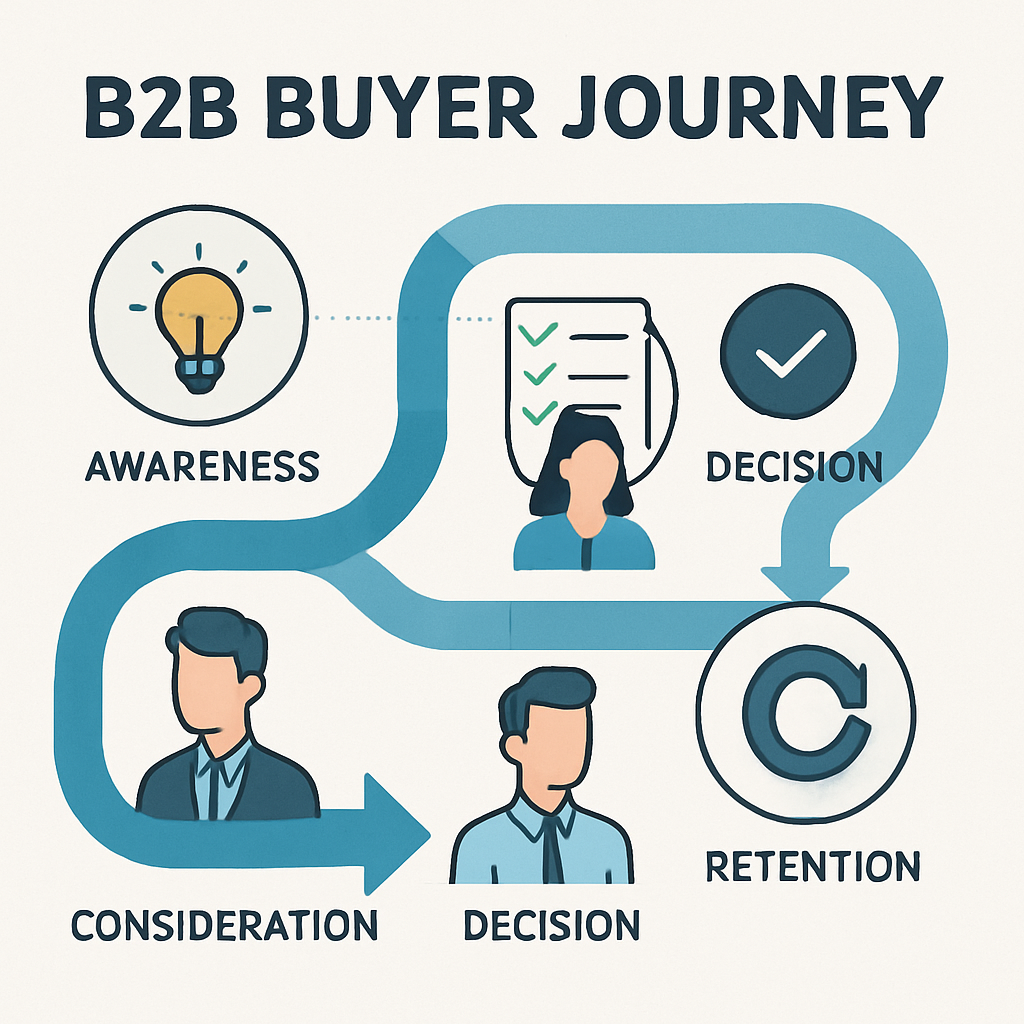 Illustration of a modern B2B buyer journey