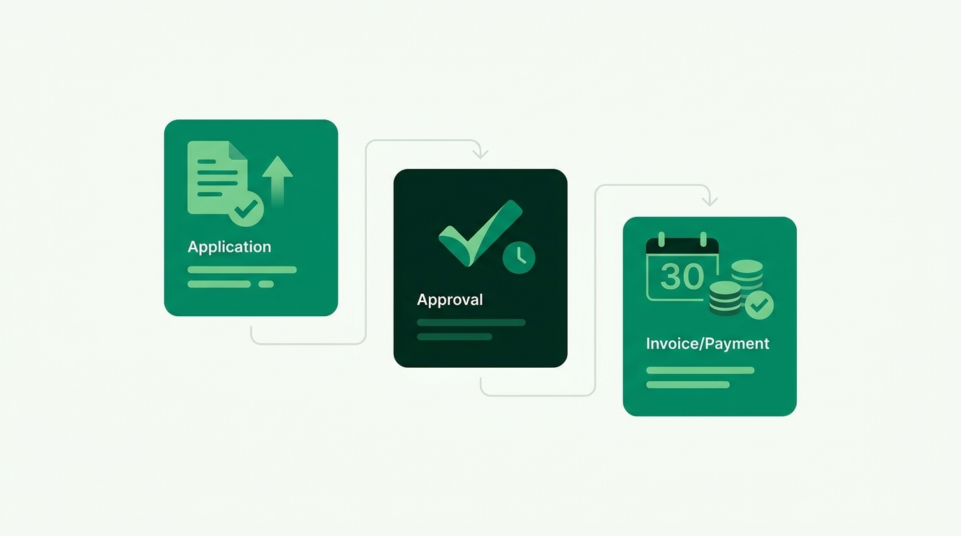Wholesale credit workflow from application to approval to Net 30 invoice on Shopify