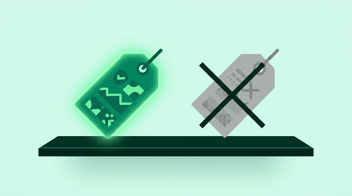 Concept illustration of a protected minimum advertised price tag next to a crossed-out price violation