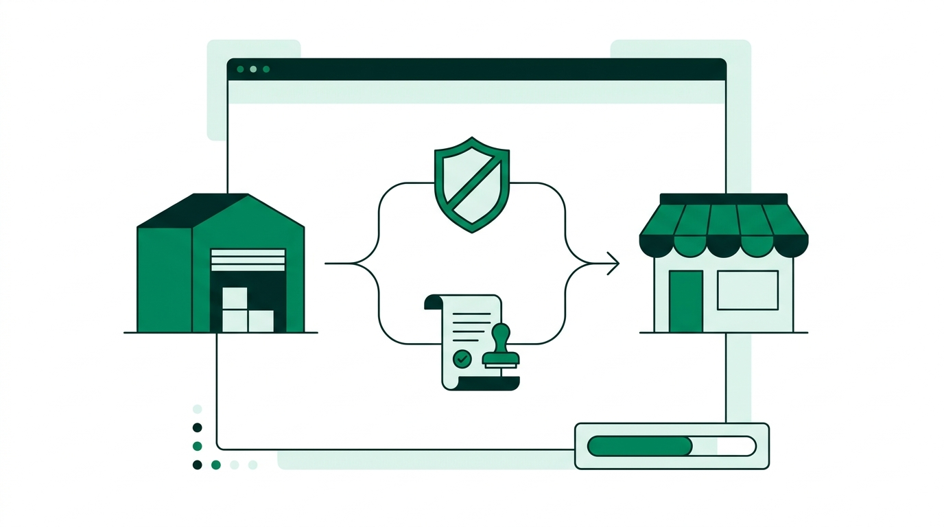 Tax-exempt wholesale buying and reselling flow from supplier to storefront with a resale certificate