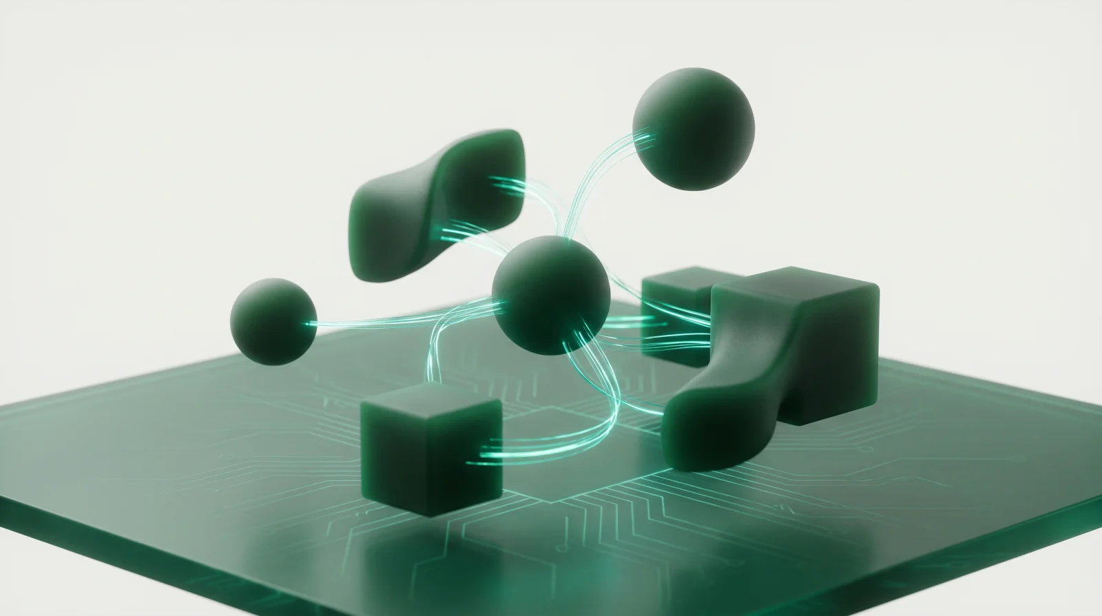 Abstract concept image of headless B2B ecommerce architecture with connected modules