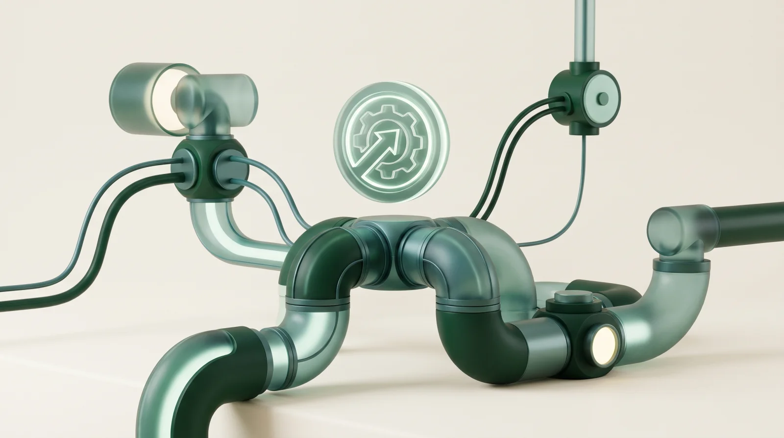 Abstract editorial visual for embedded finance and net-30 terms at wholesale checkout