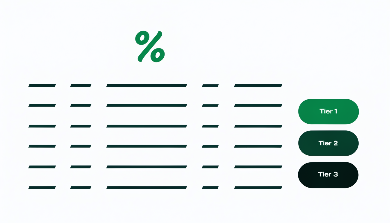 Wholesale pricing sheet with three volume tiers labelled Tier 1, Tier 2 and Tier 3