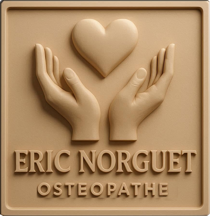 LOGO ERIC NORGUET OSTEOPATHE DEUX MAINS UN COEUR