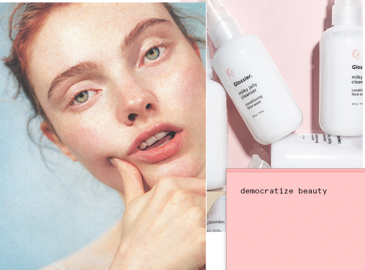 Glossier's use of millennial pink in its milky jelly cleanser packaging reflects generational color preferences and modern branding