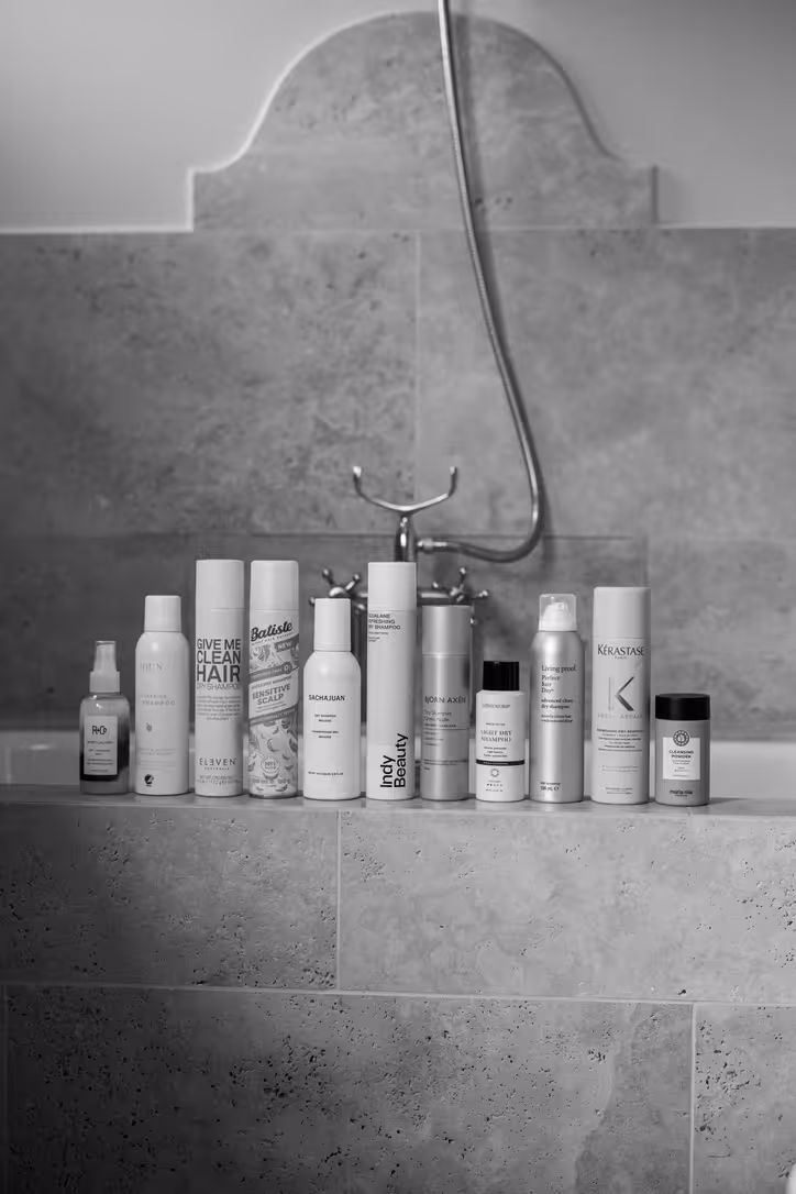 Torrschampoprodukter på rad, alla dessa testades i glowaddictions stora test av torrschampo