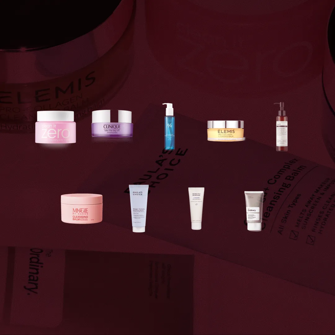 Bäst i test Oljebalmrengöring, stort test av Oljebalmrengöring, 10 olika produkter i kategorin Oljebalmrengöring uppställda mot röd bakgrund, bilden är i 16:9-format.