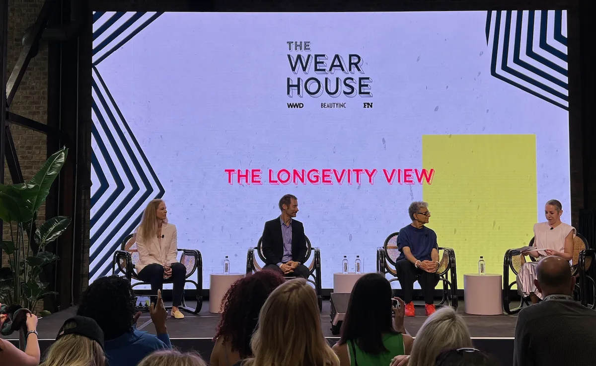 longevity skincare, longevity hudvård, Deepak Chopra, Charles Rosier och Melissa Eamer på WWD:s event The Wear House vid iSXSW i Austin 2023