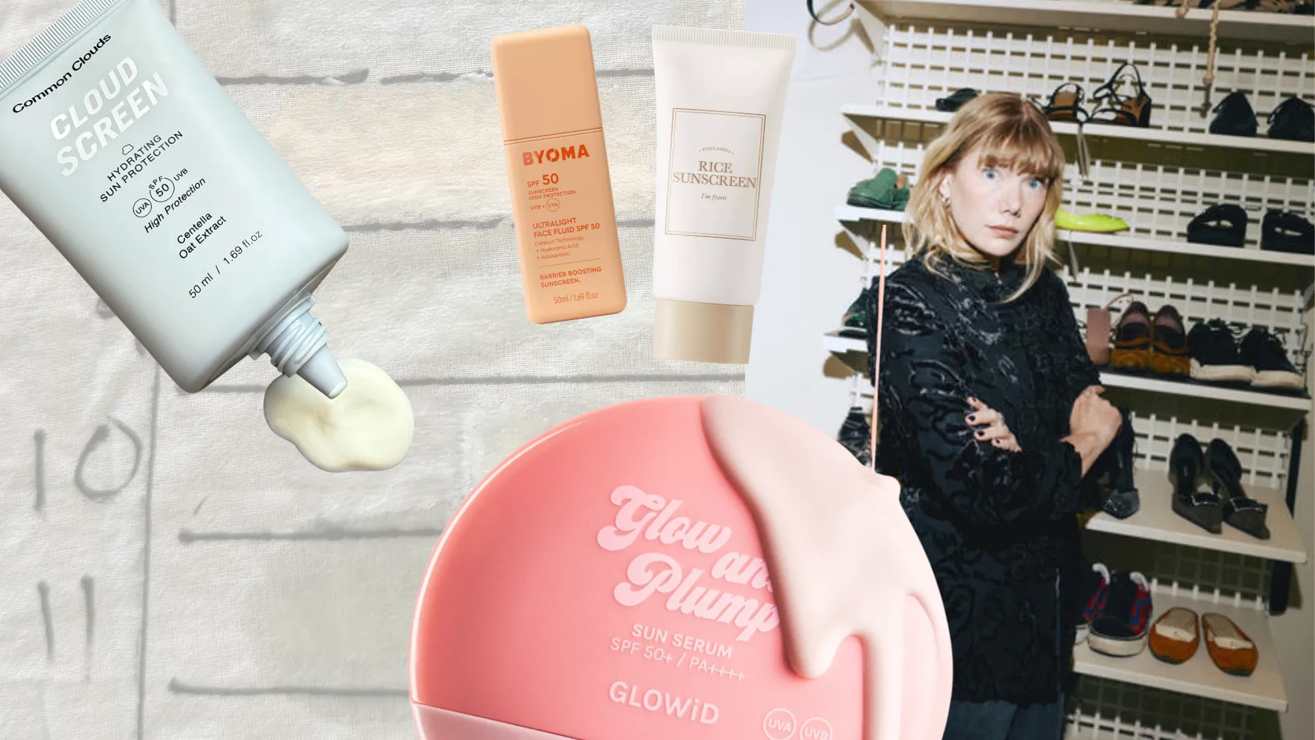 Solkrämer fläckar kläder, solkrämsfläckar, kollage med modemassakern emily dahl, foto Olivia Huerta Bratteng  