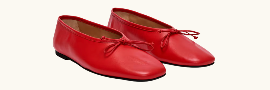 Röda ballerinas, röda ballerinaskor, arket ballerinaskor.