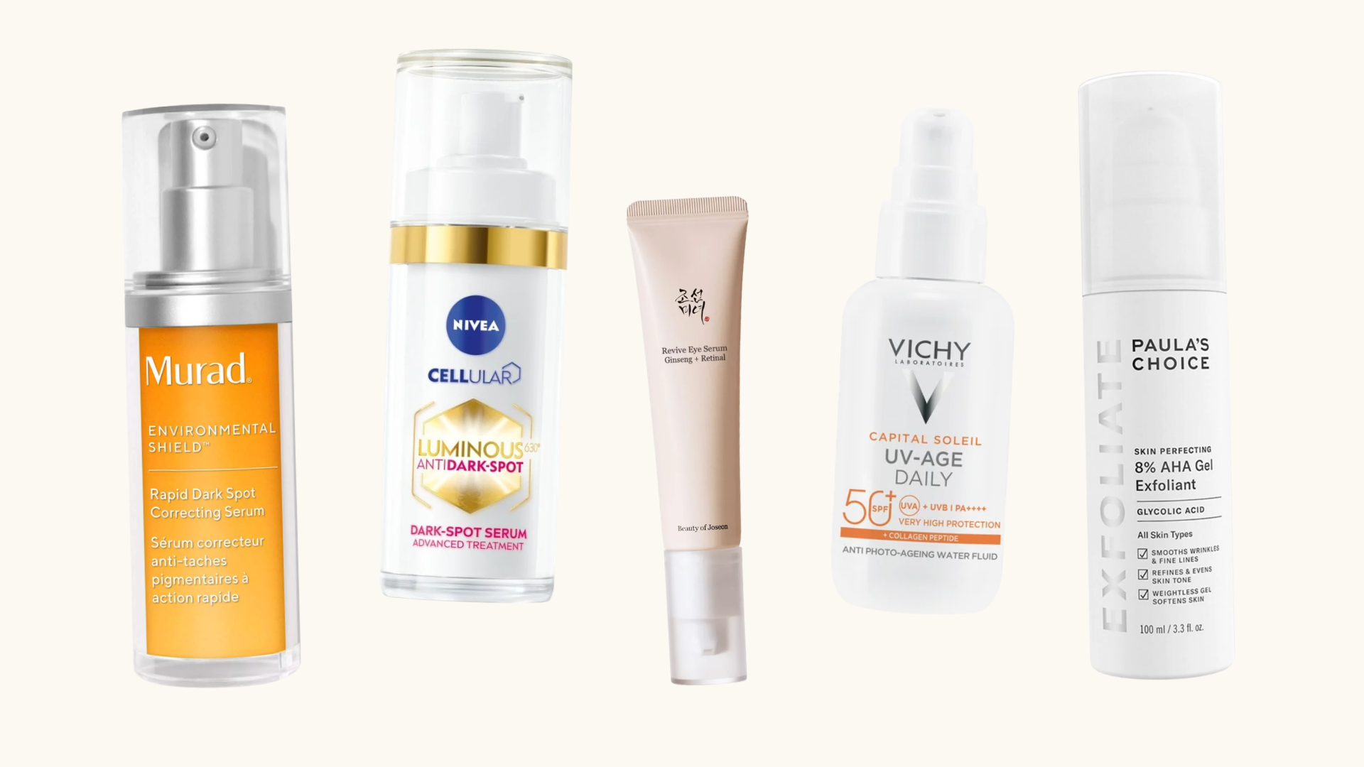 Produkter mot pigmentfläckar från Murad, Nivea, Beauty of Joseon