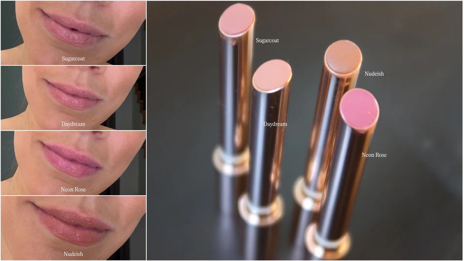 Anastasia Beverly Hills Kiss Theory i färgerna Sugarcoat, Nudeish, Daydream och Neon Rose