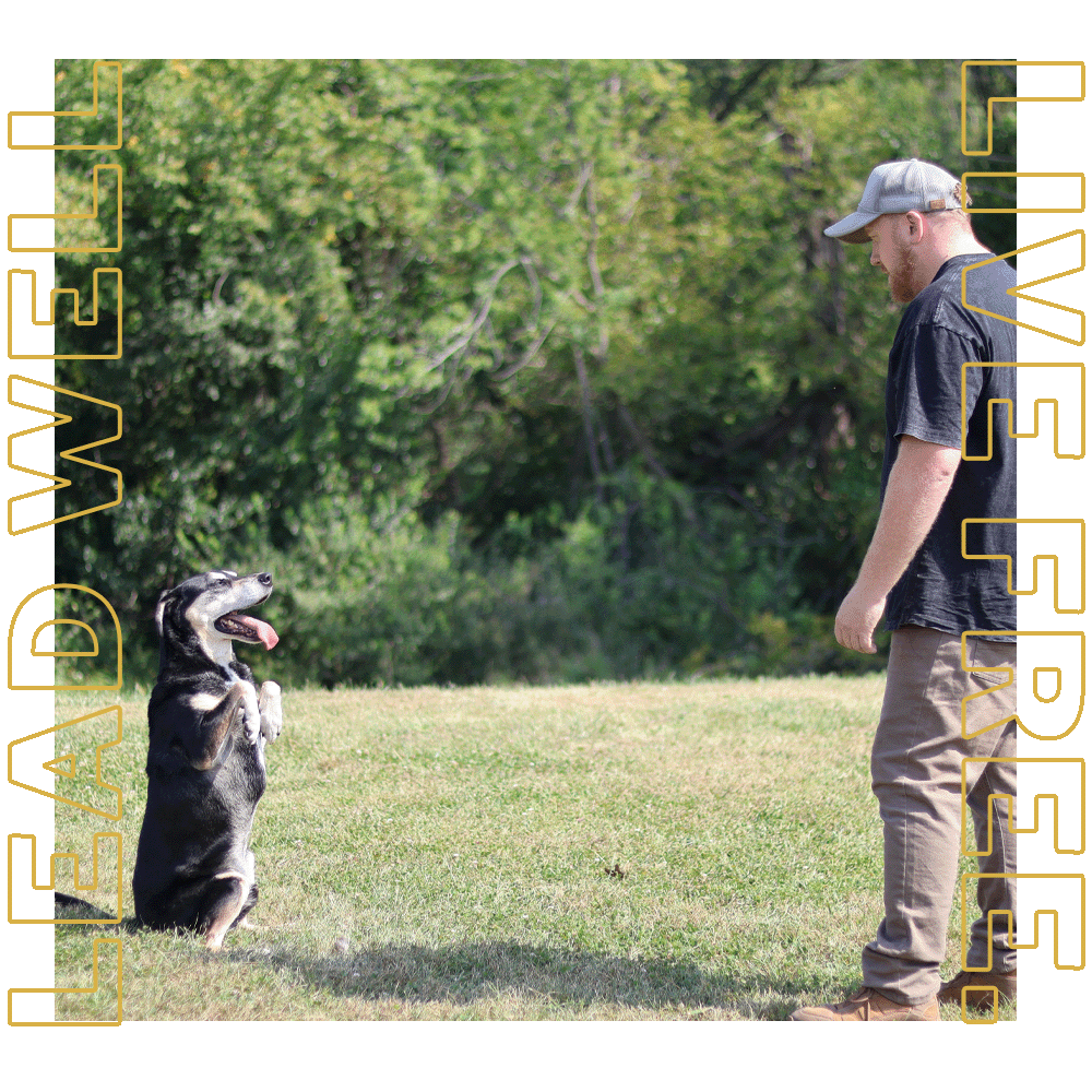 Matt Forget training dog to sit