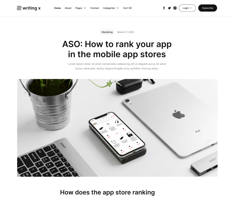Writing X - Blog Post V1 Page - Blog Site Webflow Template