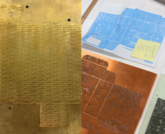 Embossing dies and a printed flat blank proof