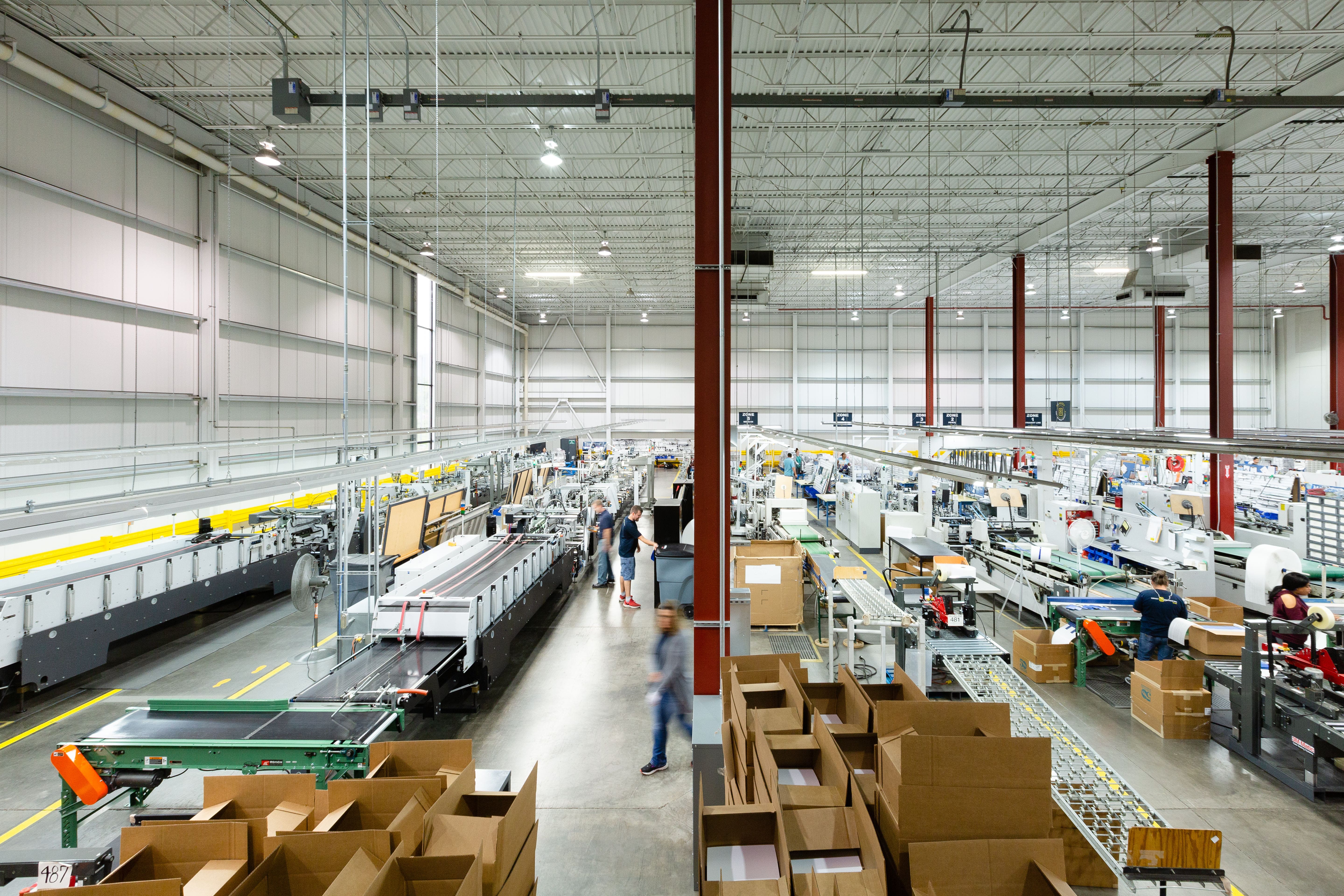 Folding cartons running on an automated gluing line at Arkay’s Roanoke manufacturing facility