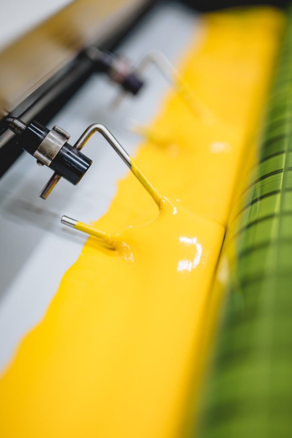 Yellow ink on the duct roller of a sheet-fed offset press at Arkay's Roanoke facility.
