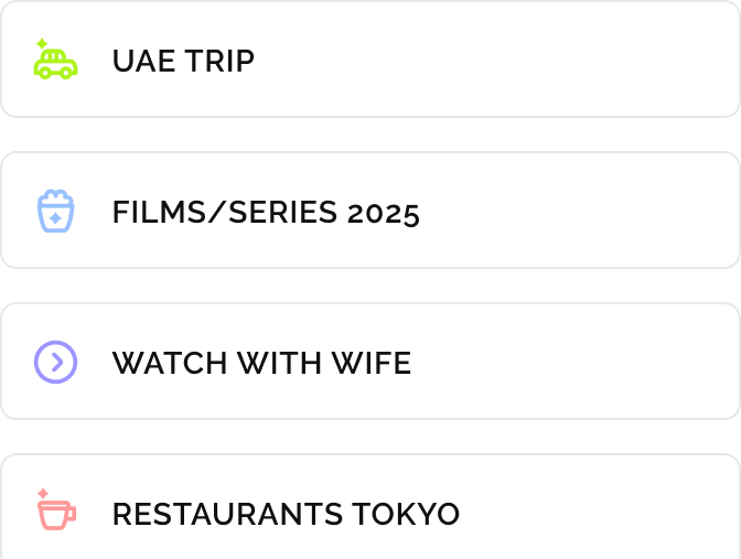 Recu App Interface showing List of four categories with icons