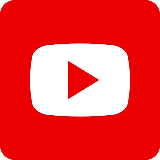 YouTube logo with a white play button inside a rounded red square.
