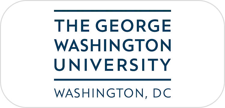 Logo of The George Washington University with text 'The George Washington University Washington, DC'.