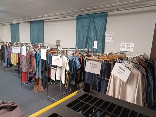 Racks of organized clothes