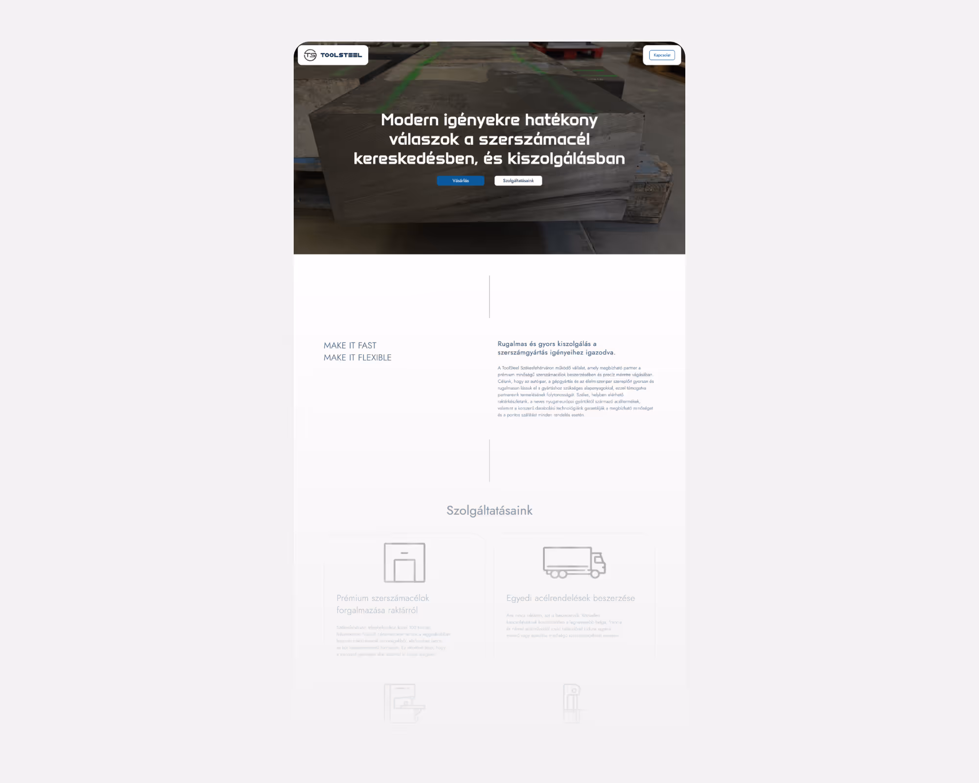 Képernyőfotók egy landoló weboldalról
