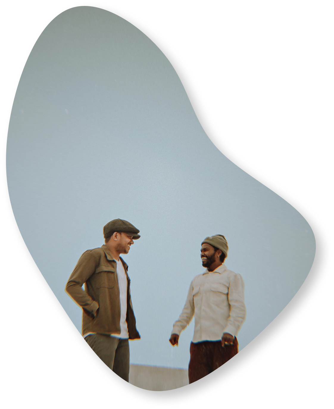 Two men talking in Mongolia.