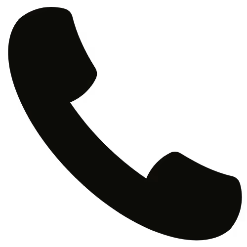 Black telephone handset icon on a black background.