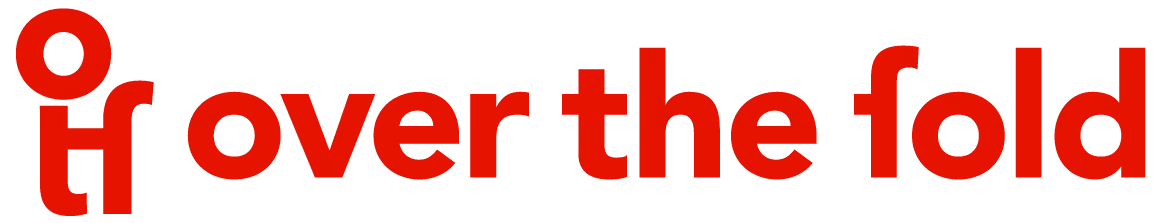 Over the Fold logo in bold red text with stylized letters.