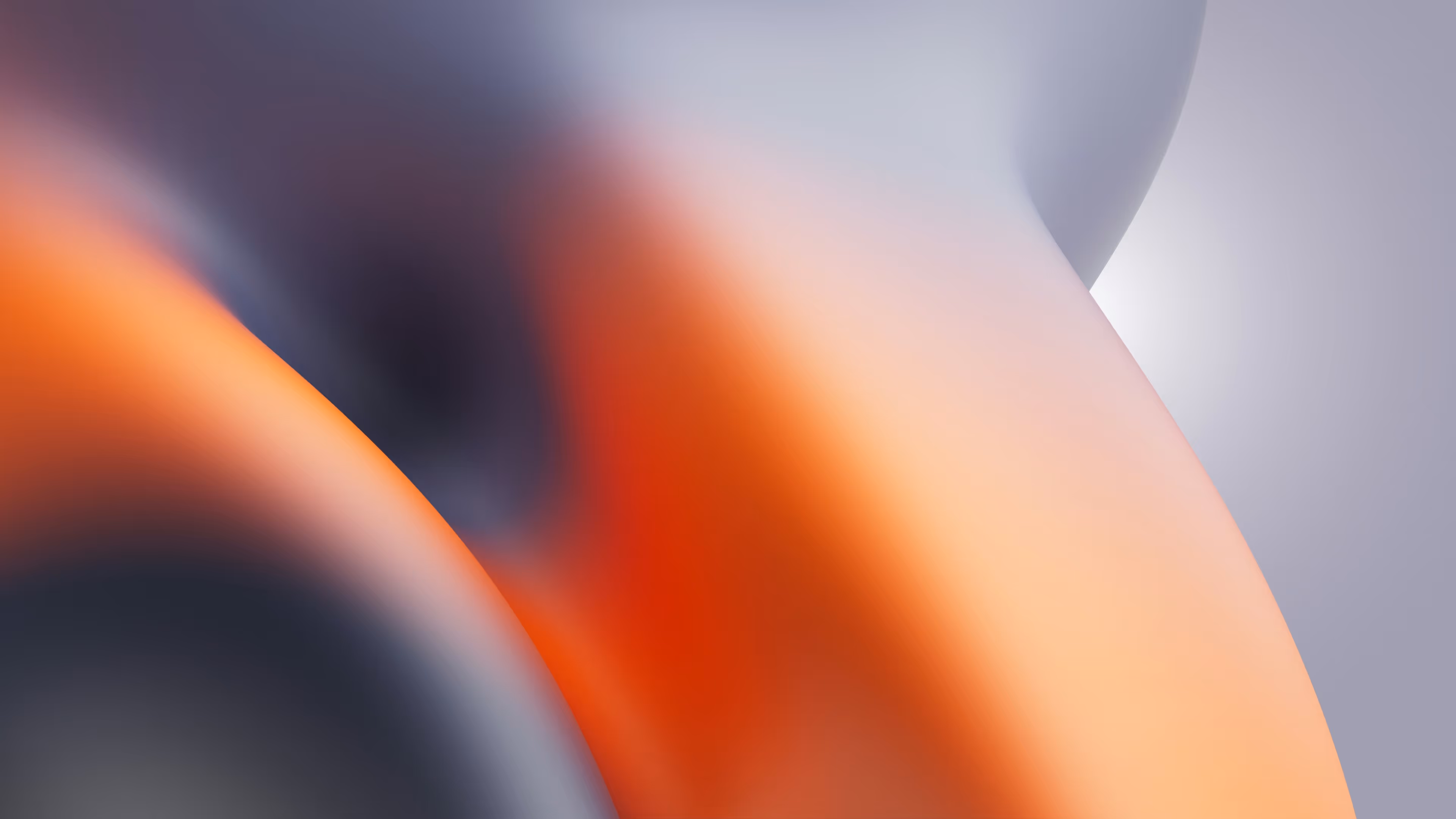 Abstract smooth gradient with orange, gray, and light purple flowing shapes.