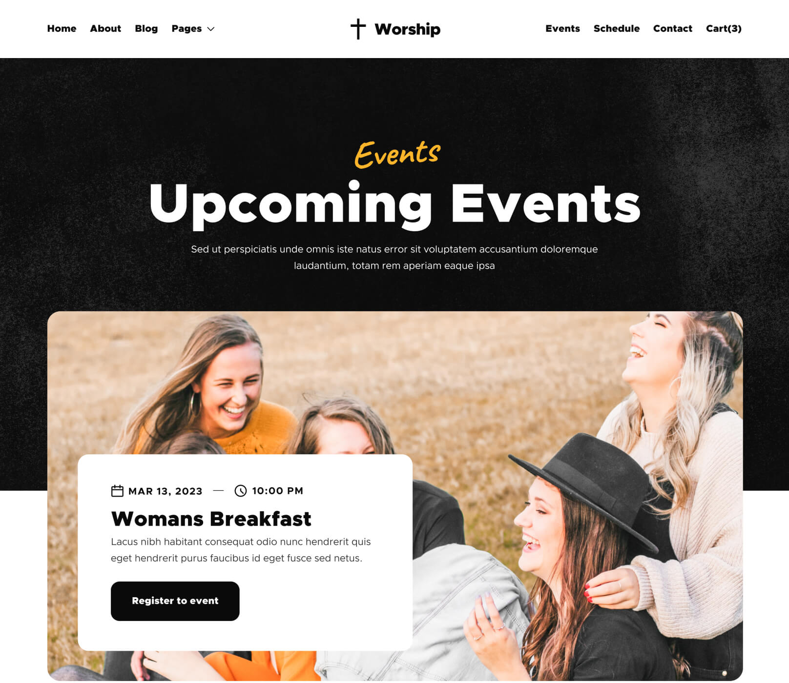 Worship X - Events Page - Church Webflow Template