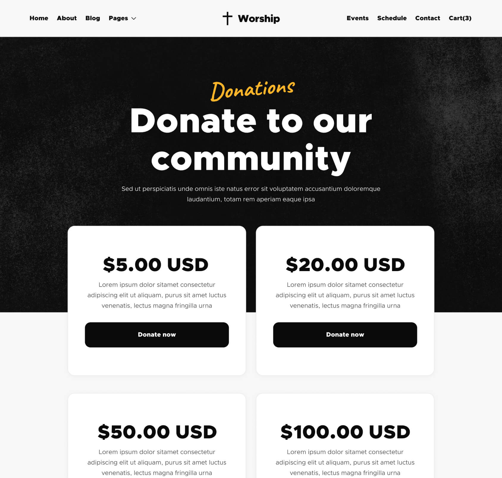Worship X - Donations Page - Church Webflow Template