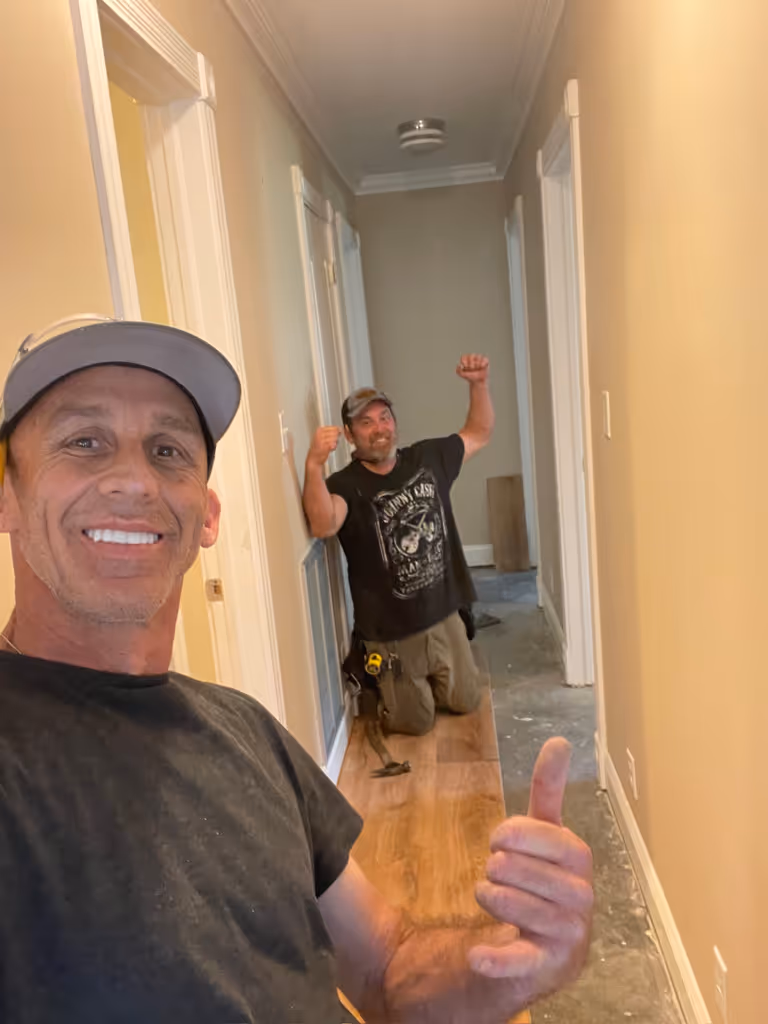 team installing floors
