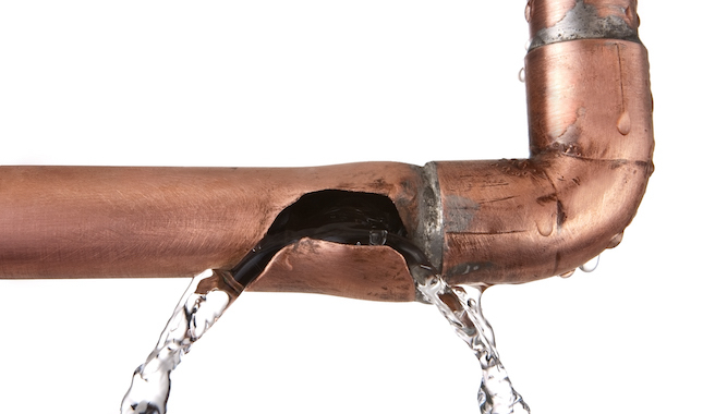 leaking copper pipe
