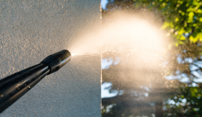 water blasting outside wall