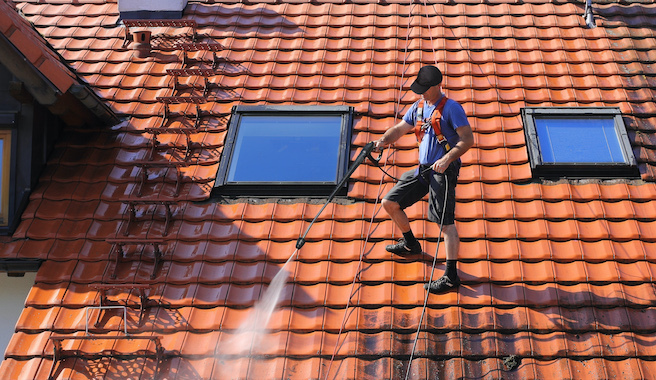 water blasting roof