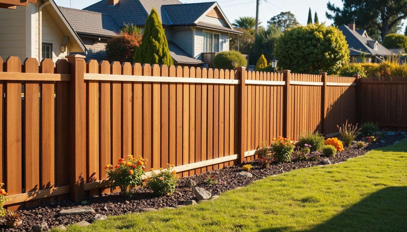 A well-maintained wooden fence surrounding a tidy New Zealand backyard.